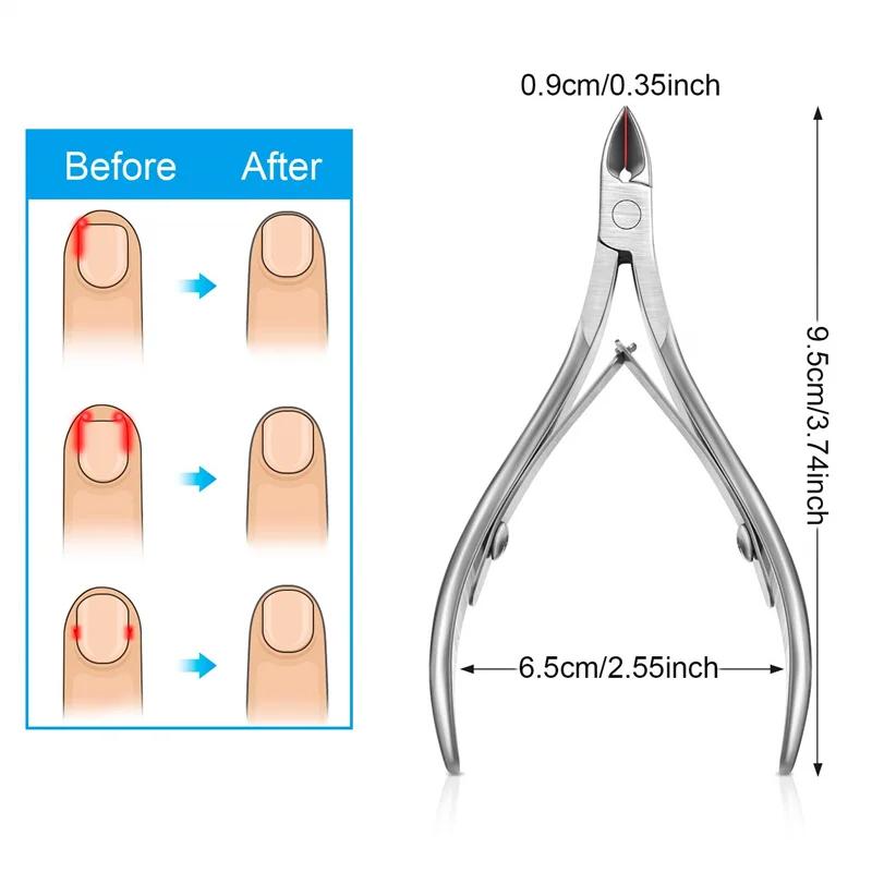 Professional Cuticle Cutter Nail Nippers Scissors Manicure Pusher Pedicure Tong Dead Skin Remover Nail Cuticle Regrowth Tool