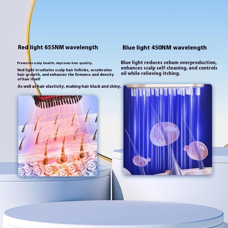 Low Energy Laser Hair Growth Instrument Micro Current Red Blue Light Electric Scalp Massage Comb EMS Negative Ion Hair Comb Low Energy Laser Hair