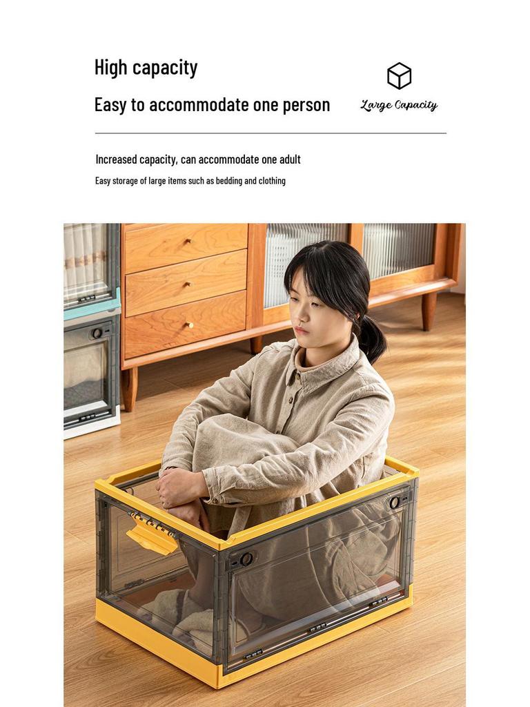 Большой уличный портативный прозрачный складной ящик для хранения одежды, игрушек, закусок, книг - пыленепроницаемый и идеально подходит для домашнего использования.