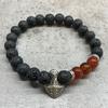 Lava Stone Bracelet With Carnelian Axe Head