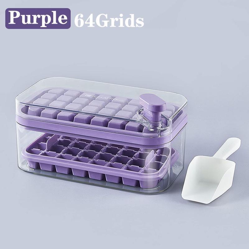 1 шт., пресс-форма для льда с одной кнопкой, коробка для формования льда 32/64 сетки, пластиковая форма для изготовления кубиков льда, форма для лотка для льда с коробкой для хранения с кухонным барным инструментом для прохладительных напитков