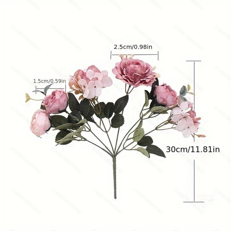 1pc Autumn Peony Artificial Silk Flowers Hydrangea Pink Living Room House Vase Garden Wedding Bouquet Bride Diy Party Decoration