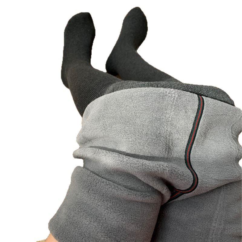 Японский ланолин Теплый флис Леггинсы со штрипками с высокой посадкой для осени/зимы