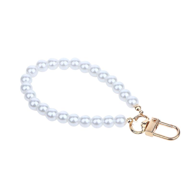 Брелок с имитацией жемчуга, сумка для наушников, подвеска на запястье, держатель для ключей из бисера, браслет из жемчуга, брелок для женщин, украшение для мобильного телефона