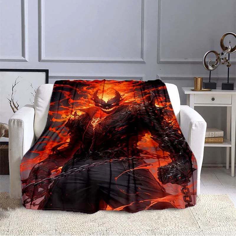 Flame Skeleton Motorcycle digital-printed polyester Bedroom velvet flannel cover blanket Fleece soft cover blankets for beds