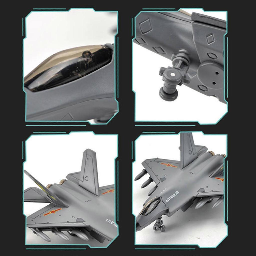 Pull Back Airplanes Toy Diecast Aircraft Metal Fighter Jet Bombers with Display Rack Kids Toy Collection Gift Black