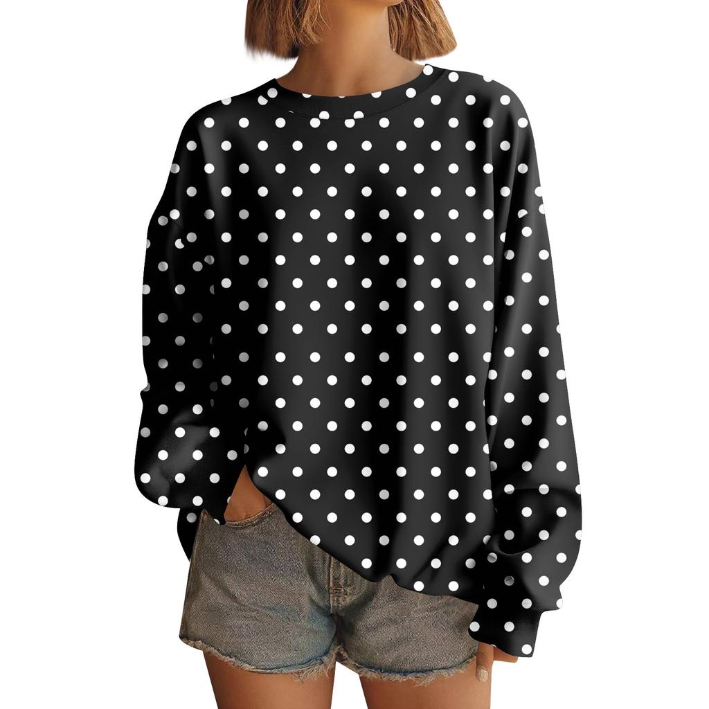 Женские топы Женский свитшот с длинным рукавом Повседневный с круглым вырезом Свободного кроя Пуловер Флисовые топы