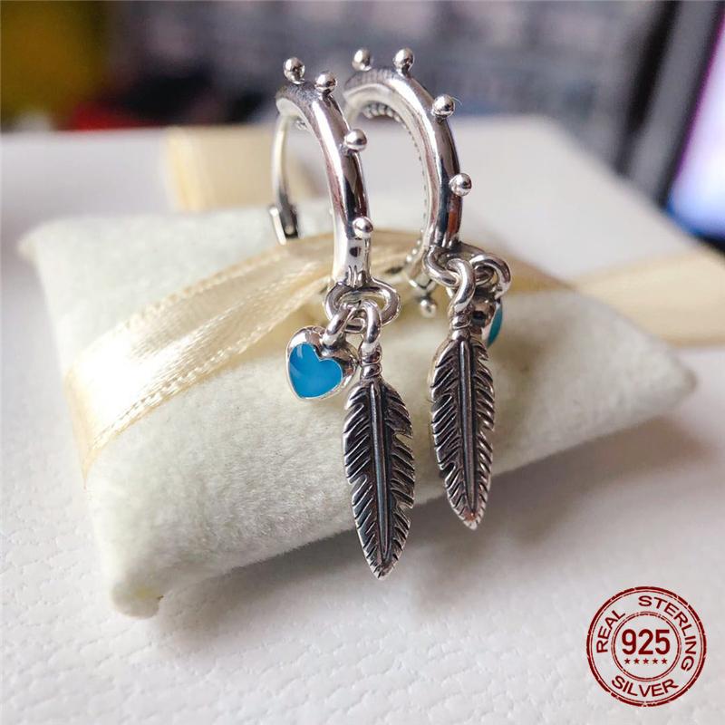 Настоящие оригинальные серьги-гвоздики из стерлингового серебра 925 пробы с цветком маргаритки и перьями в форме сердца, подходят женщинам, модные ювелирные изделия, подарок на помолвку