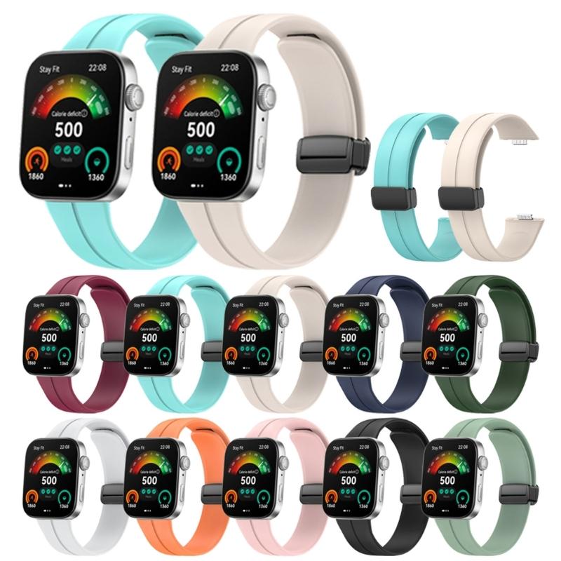 Comfortable Silicone Band with Magnetic Lock Breathable Accessory Sweat Resistant Silicone Watch Strap for Watch Fit3