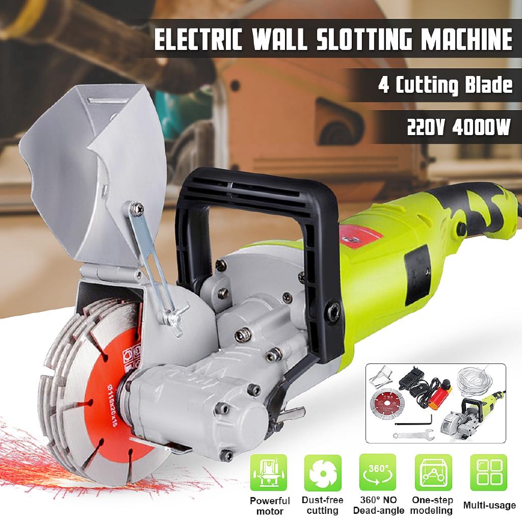 4000W Electric Slotting Brick Wall Chaser Cutting Grooving Machine 220V 4KW Steel Concrete Cutter Slotting Set Power Tools