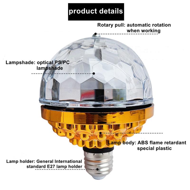Colorful E27 Rotating Atmosphere 360 Magic Ball Bulb Aautomatic Stage Effect LED Lamp Night Light For DJ Disco KTV Dance Party