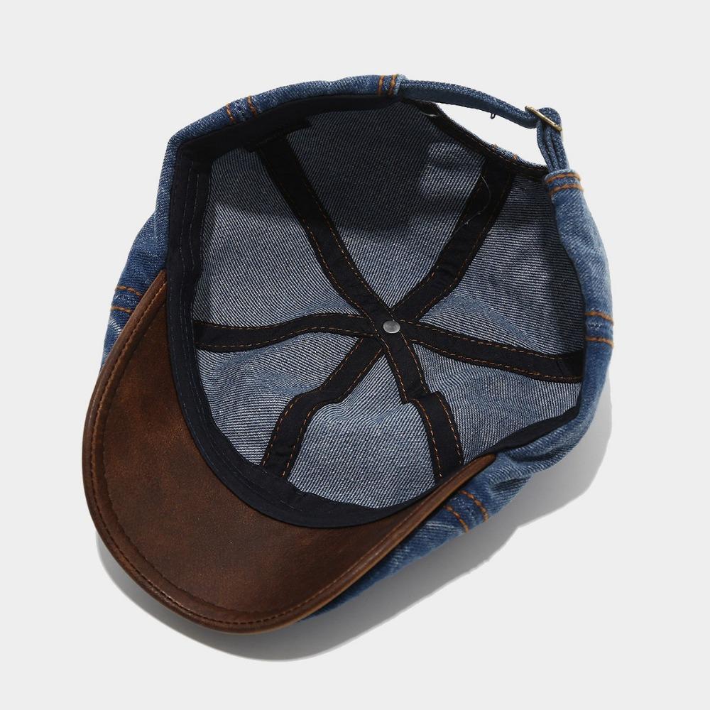 Модная washed denim берет шляпа винтажная короткий козырек кепка-пик остроконечная регулируемая кепка газетчика унисекс