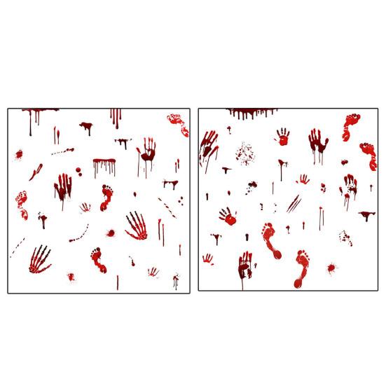 45390 Sheets Red Handprint Footprint Wall Sticker Halloween Spooky Waterproof PVC Self-adhesive