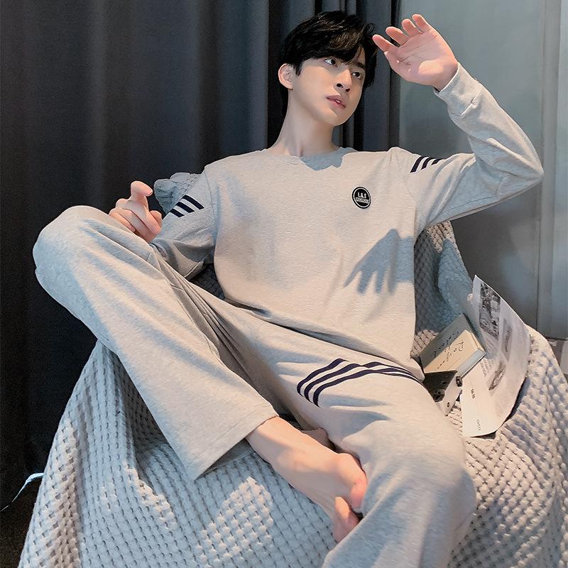 Весенняя хлопковая пижама для мужчин, домашняя одежда для сна, синяя клетчатая пижама, мужская пижама, домашняя одежда, пижама Hombre