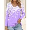 Women's T-Shirt Floral Graphic Flower Elegant Fashion Tee Long Sleeve T-shirts V-Neck Regular Tops Pullover Fall Winter
