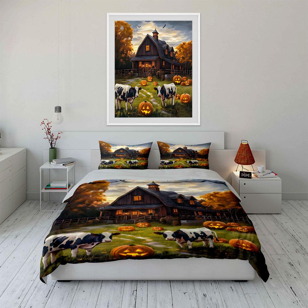 Rustic Halloween Glow Bedding sets Duvet covers Pillowcases(1* Duvet Cover 2* Pillowcases without duvet insert)