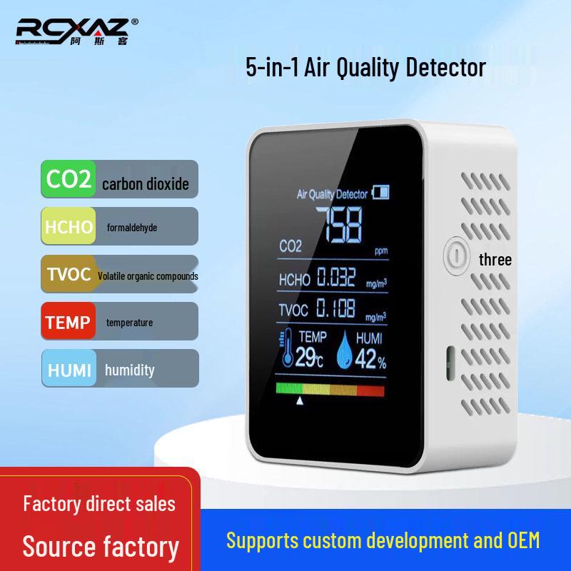 Детектор диоксида углерода: Монитор CO2, PM2.5, PM1.0, Формальдегида, TVOC, Температуры и Влажности