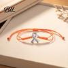 Adjustable Braided Rope Bracelet 2PCS Hand-woven Bracelets with Metal Ribbon Pendant, Cord Awareness Flexible Knot String Wristbands, Daily
