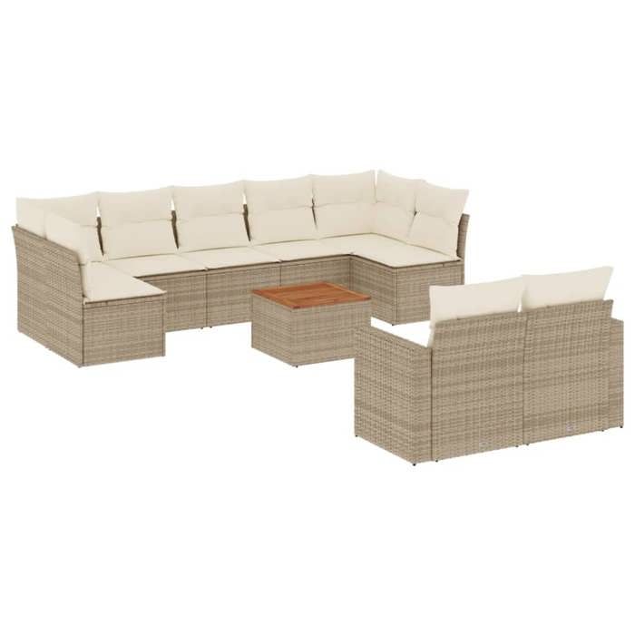 VidaXL Salon de Jardin avec Coussins 10 pcs, Canapés de Terrasse, Ensemble de Meubles de Patio, Mobilier d'Extérieur, Beige 3256604