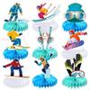 9Pcs Skiing Birthday Decoration Honeycomb Centerpieces, Cute DIY Gift Table Centerpieces Photo Props