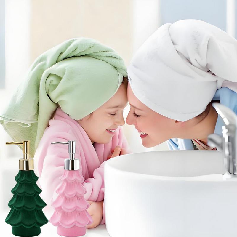 Christmas Soap Dispenser, Resin Green And Pink Holiday Christmas Tree Hand Dish Soap Dispenser