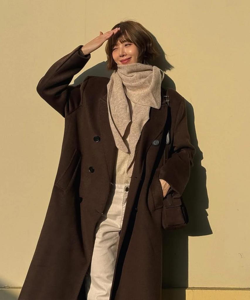 Generalidea Double-Breasted Wool Long Coat [Dark Brown] / Wbe3L10507