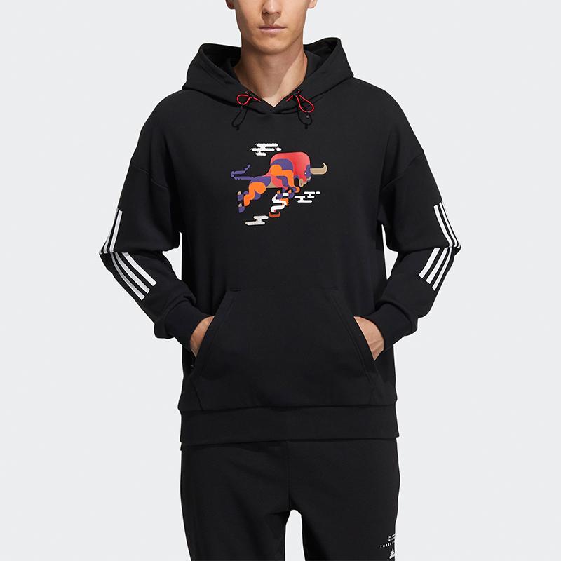 Adidas Мужские толстовки с капюшоном CNY Series Gfx Hs с логотипом, черные GP1839