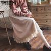 Винтажные вельветовые длинные юбки, женские весенне-осенние японские кружевные лоскутные юбки Kawaii Lolita, элегантные юбки с высокой талией