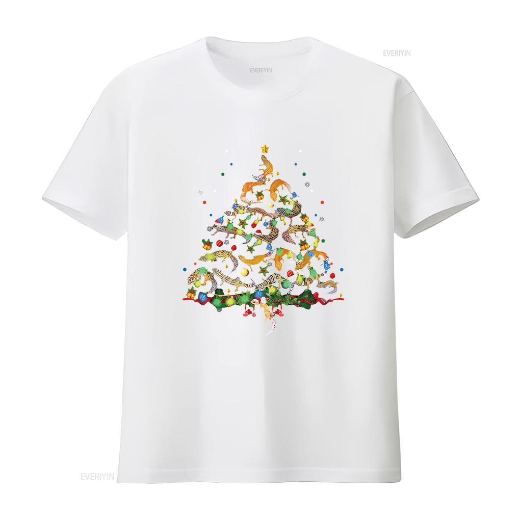 Womens Leopard Gecko Christmas Tree Funny Marsupial Xmas T Shirt vintage Washed designer clothes Comfortable Stylish fashion