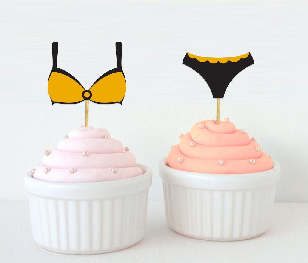 Darling Souvenir| Bachelorette Party Cupcake Toppers Glitter Bra Panty Cake Decoration Sports