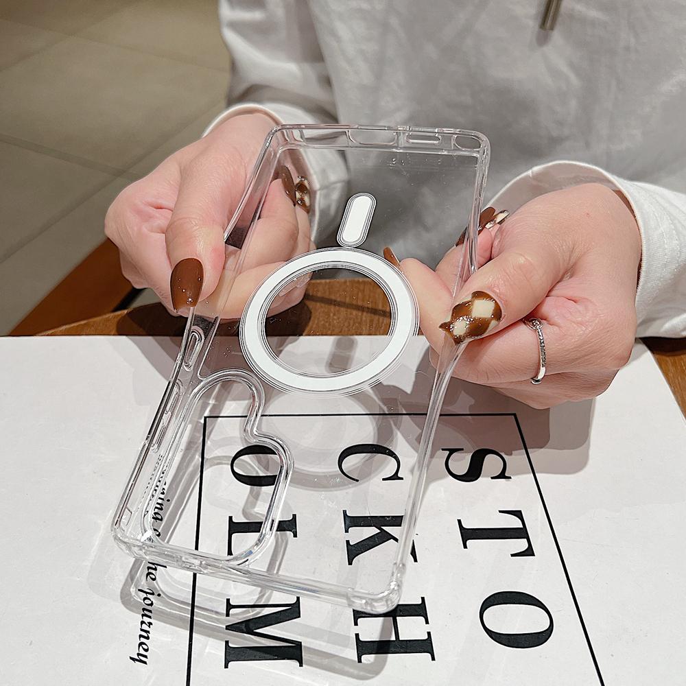 KEYSION Crystal HD Transparent Magnetic Phone Case for MagSafe for Samsung Galaxy A55 5G A35 A15 5G Shockproof Acrylic Back Cover