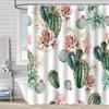 Shower Curtain Waterproof and Mildew-proof Digital Printing Cactus Bath Shower Curtain Bathroom Partition Curtain Free Punching