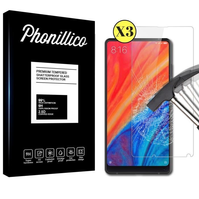 Verre Trempé - Phonillico - Xiaomi MI MIX 2S - Pack de 3 - Ultra Résistant - Protection Écran