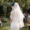 Новые Жемчужные Аксессуары Свадебная Фата Белая Пышная Женская Тюль Средняя Длина Бант Фото Фата Свадебная Фотосессия