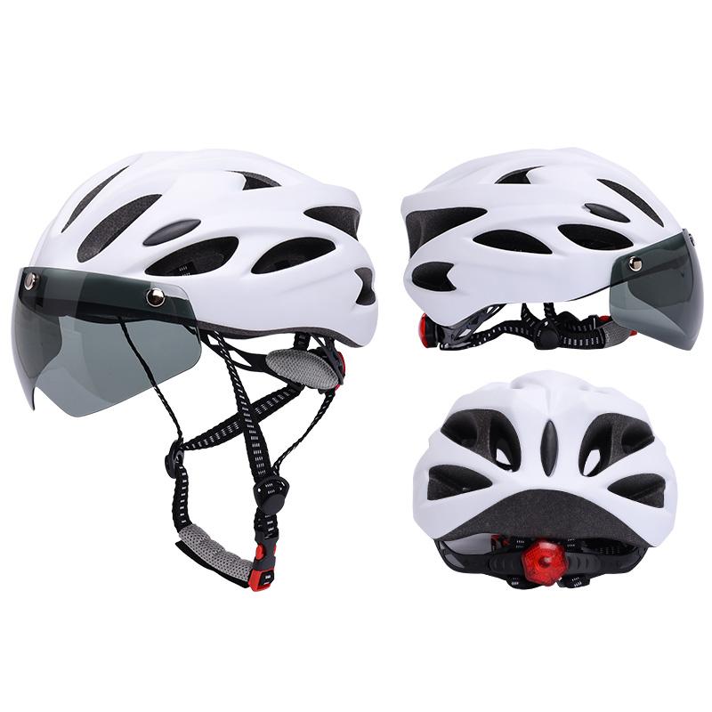 Roselle White PC+EPS Lightweight Adjustable Bicycle Helmet with Removable Sun Visor for Adult Outdoor Bike Riding Protection
