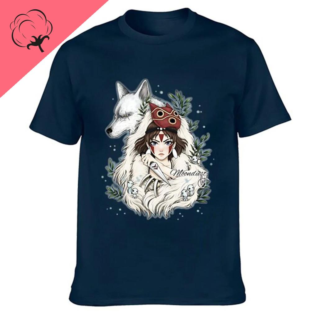 Graphic Novelty Princess Mononokes Hime T-Shirts for Men Women Pure Cotton Kodama Tree Forest Spirit Tees Shirt