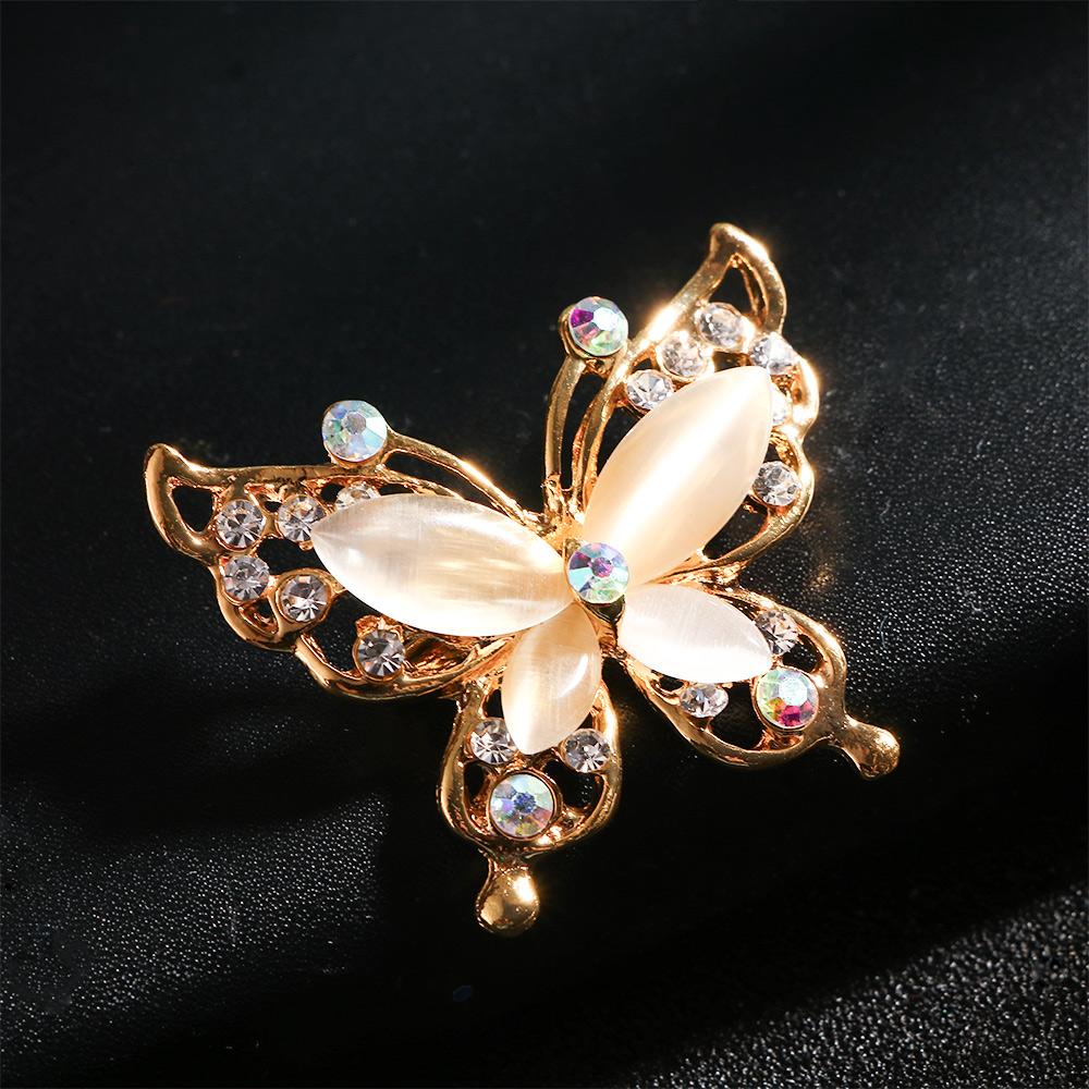 Accessories Wedding Crystal Opal Stone Gold/Silver Brooch Pin Butterfly Brooch Pin Rhinestone Women