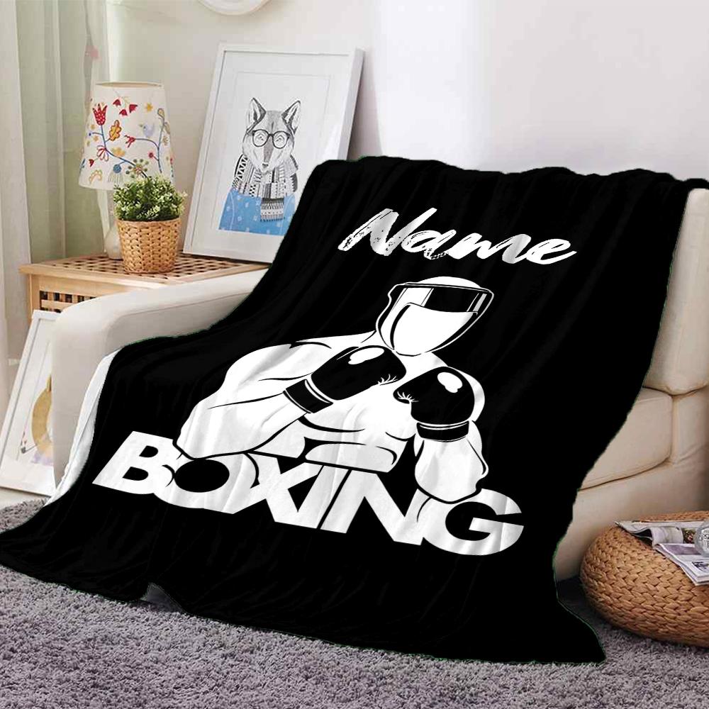 Custom Name boxing Theme Printed Blanket - Perfect for Couch, Bed, Travel & Outdoor Use | Machine Washable, Cozy & Durable.