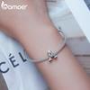 Bamoer 925 Sterling Silver A Letter Hollow Flower Charms Rainbow Beads For Women Jewelry