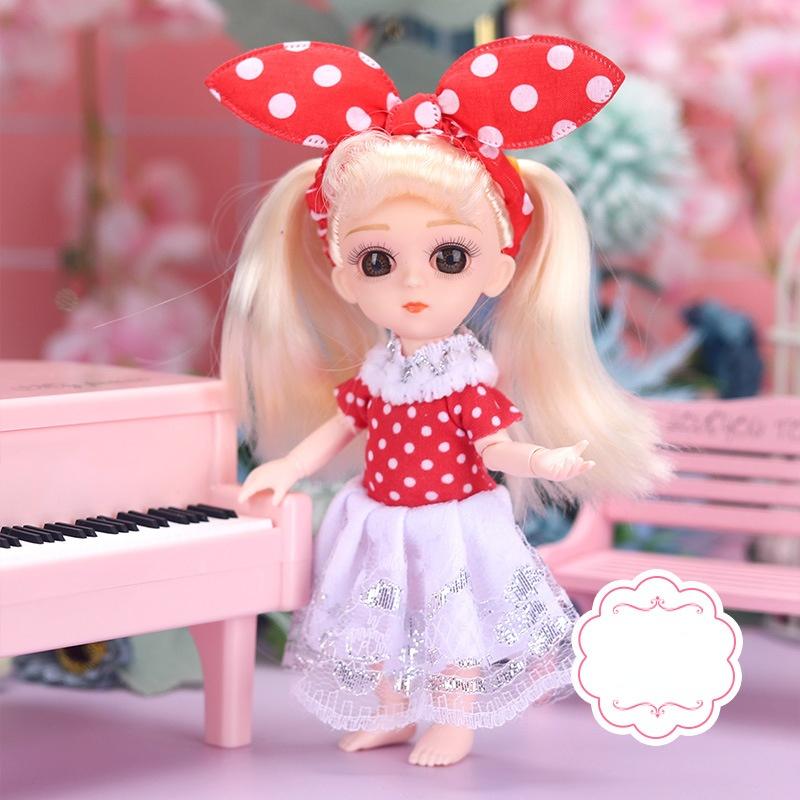 Мини-подвижная 13-шарнирная кукла 15 см, игрушка для девочек, 3D большие глаза, BJD принцесса, полная одежда, коллекция платьев, детская кукла в подарок