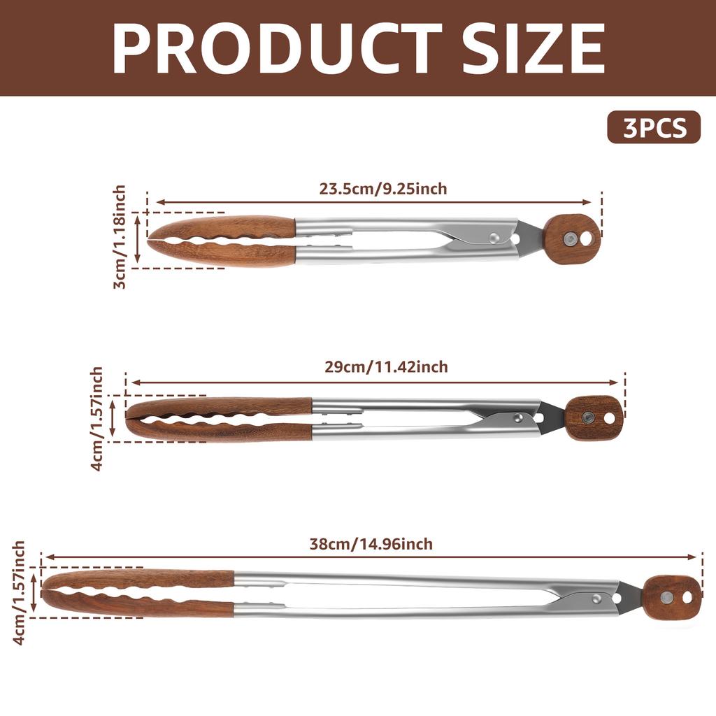 2/3 шт. Кухонные щипцы из орехового дерева, термостойкие, эргономичные, для барбекю, приготовления пищи, кухонные аксессуары