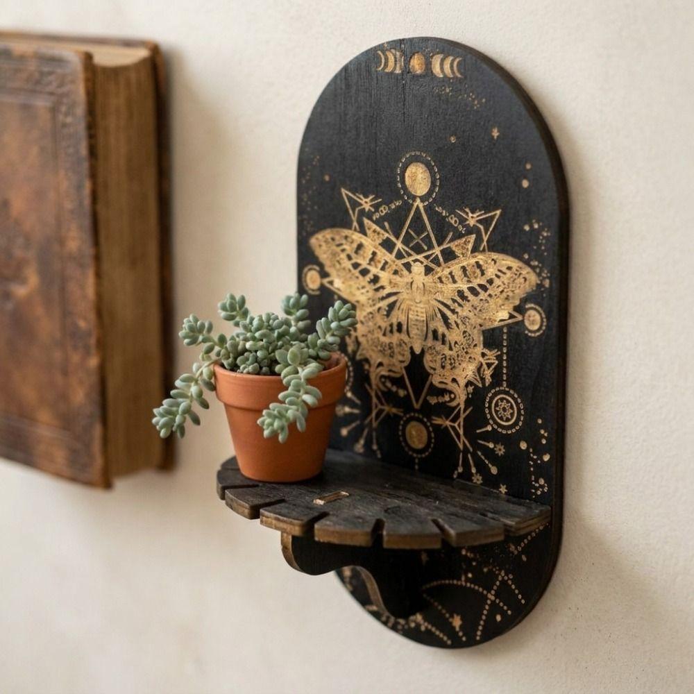 Wooden Wall Mounted Shelf Sun Moon Wall Display Stand Multi-Functional Wall Decoration Home