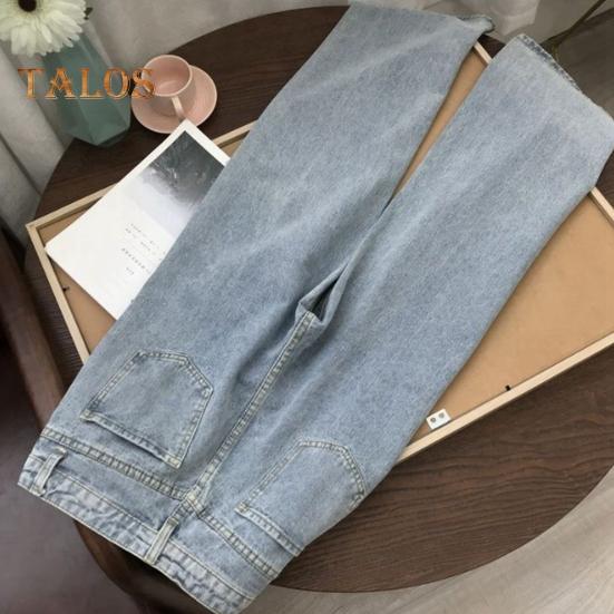 Женские джинсы, прямые, широкие, с высокой талией, однотонные, со свободными карманами, на пуговицах, на молнии, в стиле ретро, ​​длиной до пола, уличная одежда, длинные брюки