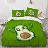 Cartoon Avocado King Queen Duvet Cover Fruit Funny Expression Bedding Set for Kids Teens Adult Green Quilt Cover with Pillowcase