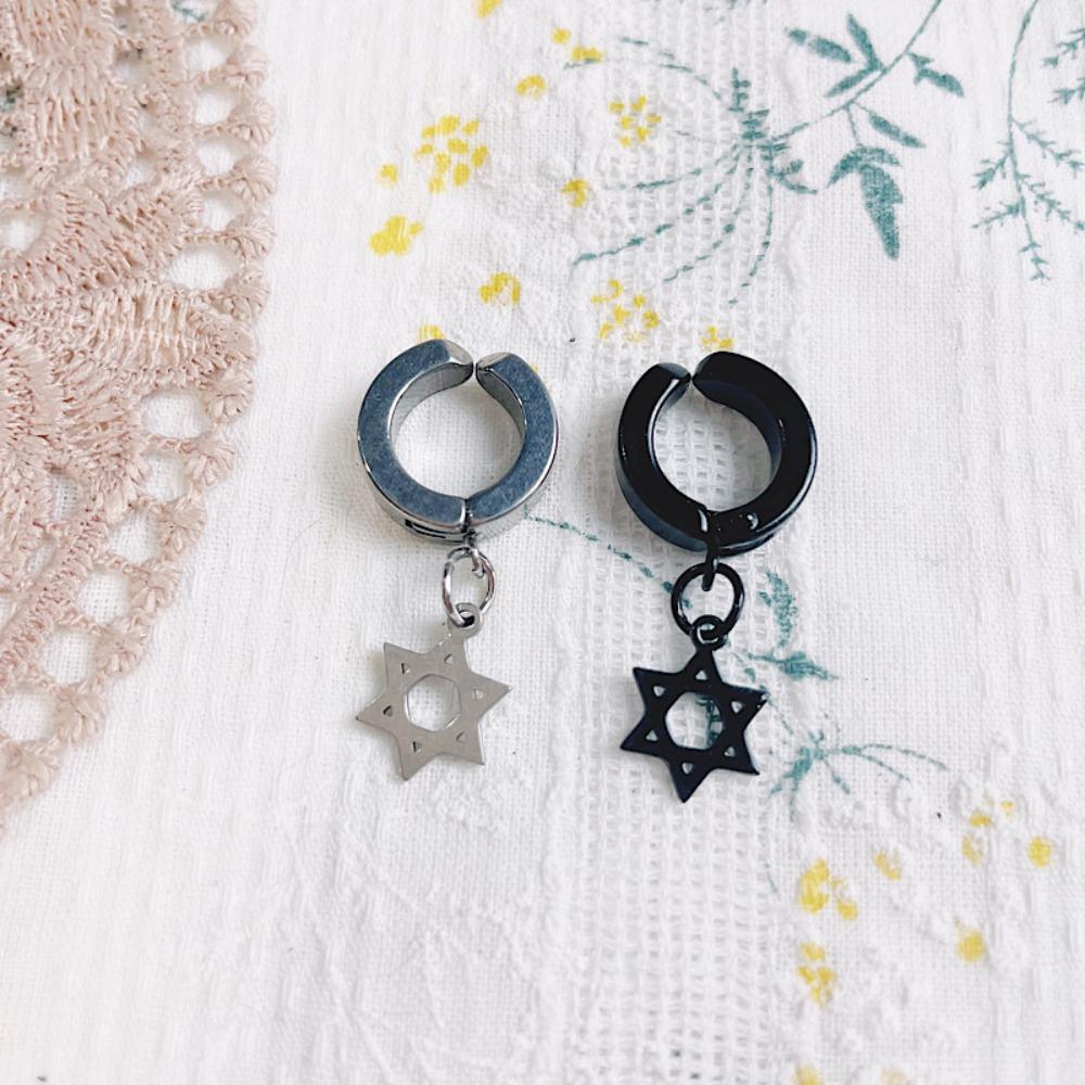 Black Doll Jewelry Ear Clip Hexagram Plush Doll Earring Doll Stud Earrings Chain Toy Gifts