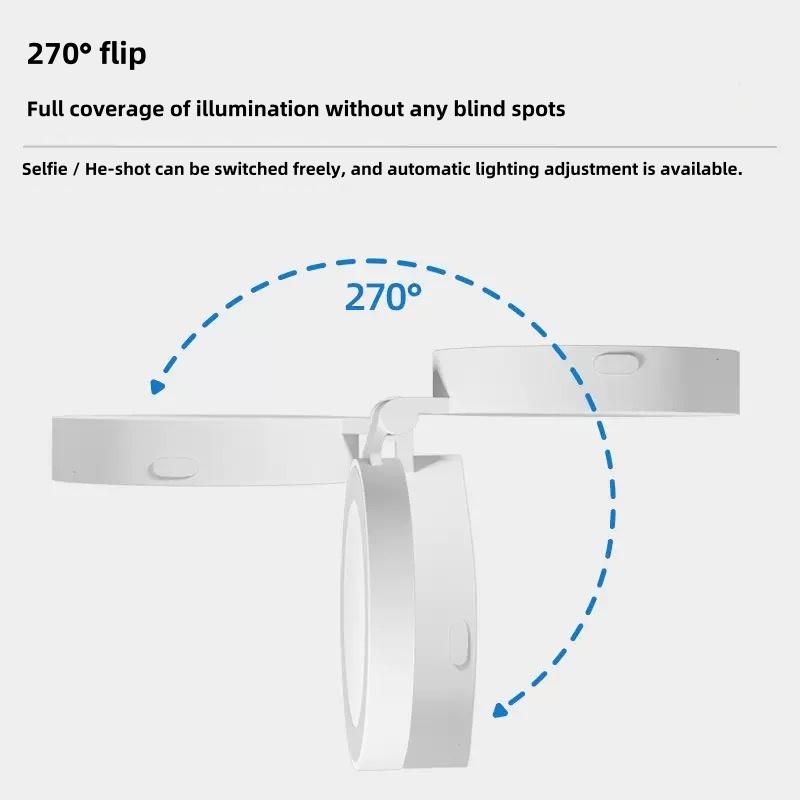 3 Color Modes Magnetic Waterproof Shockproof Foldable Selfie Light Adjustable Brightness Color Temperature Pocket Use ABS