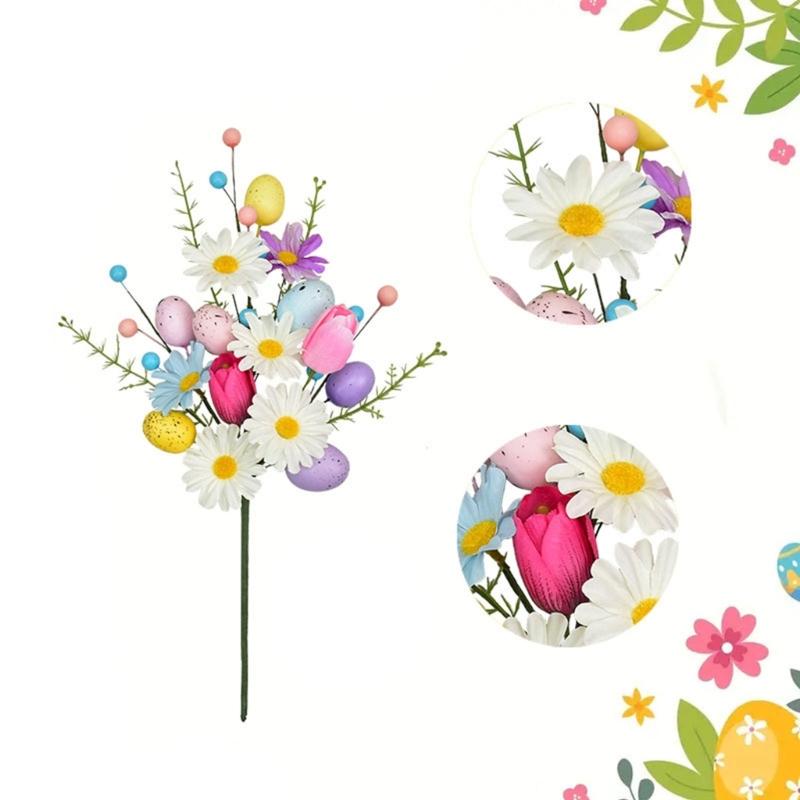 Easter Eggs Artificial Bouquets Festival Flower Arrangement For Mantels Tabletop Centerpieces Holiday Decoration