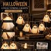 Whimsical Witch Hat Ghost Decor LED String Lights for Halloween Decorations Cute Hanging Gauze Lamps Holiday Room Ornament with Warm White