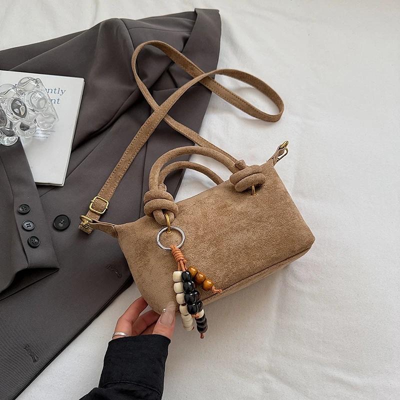 Women Small Suede Crossbody Bag 2026 New New Retro Short Handle Shoulder Bag Luxury Designer Handbags and Purses