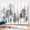 Seasonal Winter Snowy Forest Natural Landscape View 3D Scenery Christmas Curtains Living Room Rcortinas Para Salon